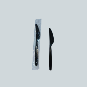 Single Wrapped Black Plastic knives