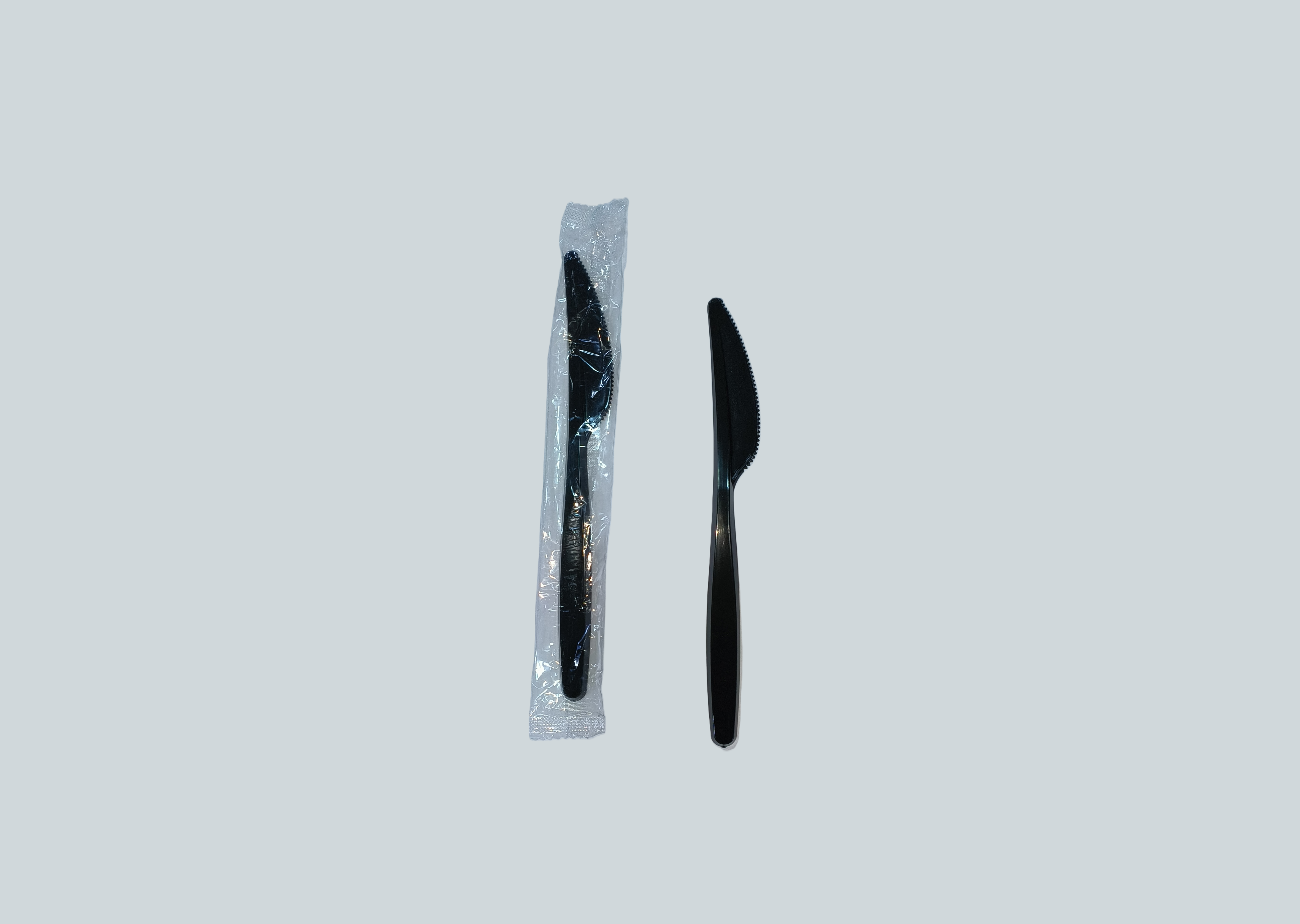 Single Wrapped Black Plastic Knives