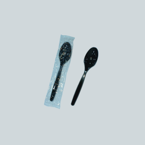 Single Wrapped Black Plastic Spoons