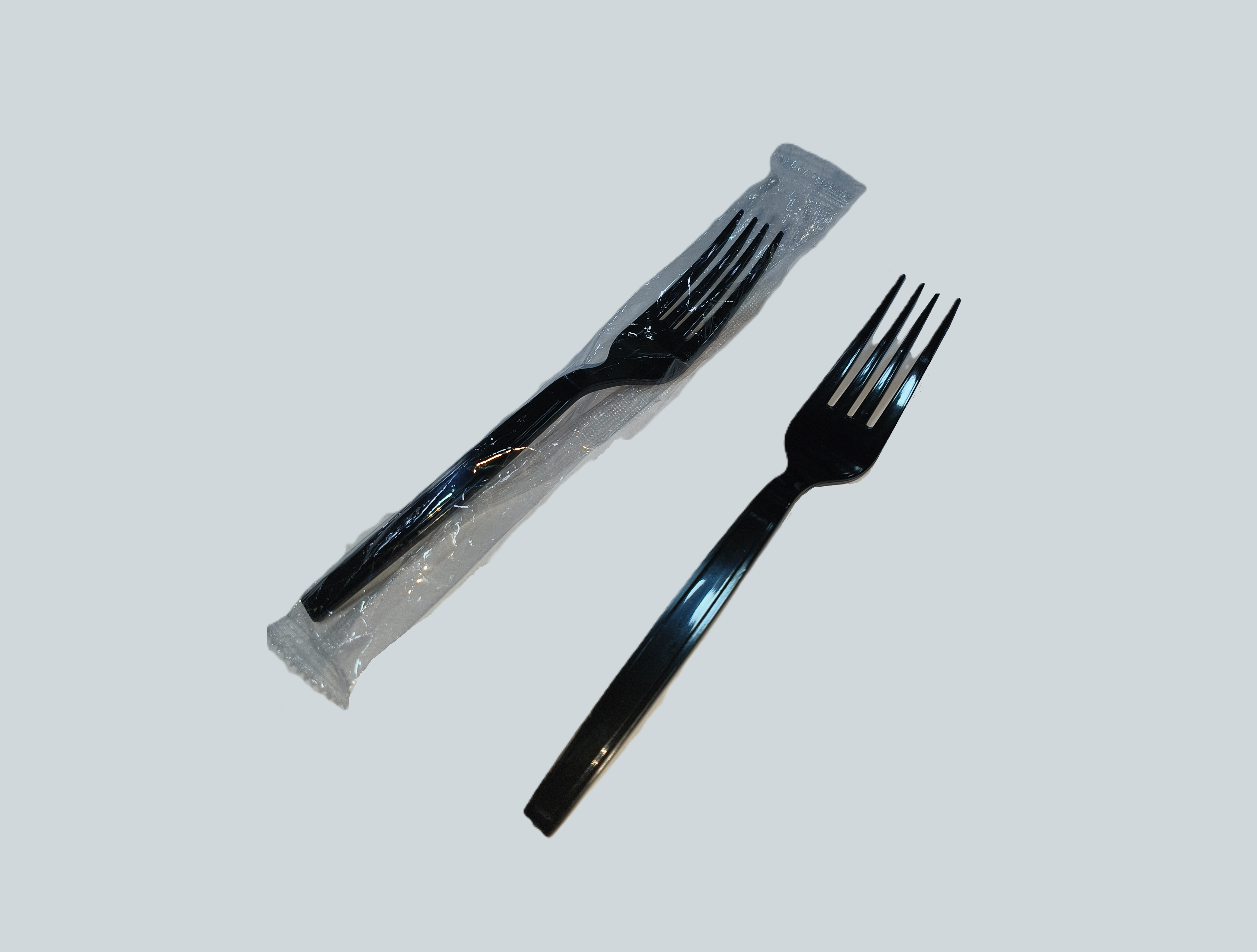 Single Wrapped Black Plastic Forks